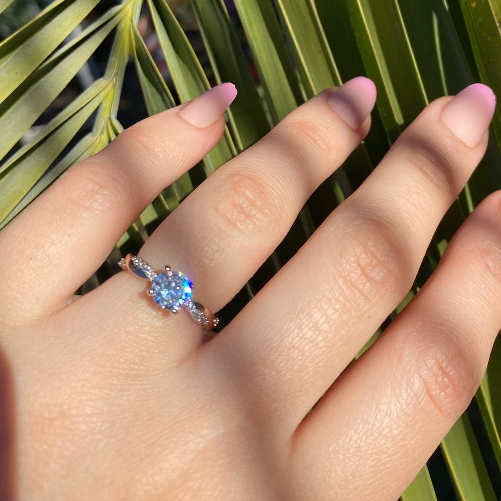NEW 925 Sterling Silver Two tone Ring Engagement - Picture 7 of 11